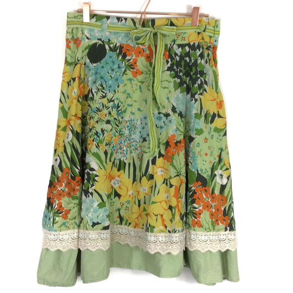 Express Dresses & Skirts - Express Vintage Peasant Floral Lace Ribbon Skirt